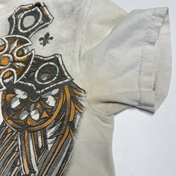 Y2K Style Grunge Cross Shirt Mens Small White Short Sleeve - Picture 5 of 16